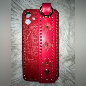 Red, Black And Orange Genuine Leather Iphone 11 And Iphone 11 Pro  Phone Case